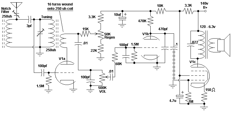 15BD11 based AM radio simple wire schematics 